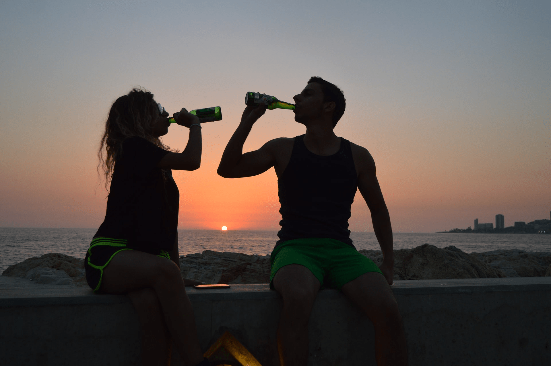 beers at sunset